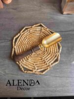 قاشق آجیل طلایی دسته چوبی