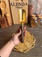 قاشق آجیل طلایی دسته چوبی