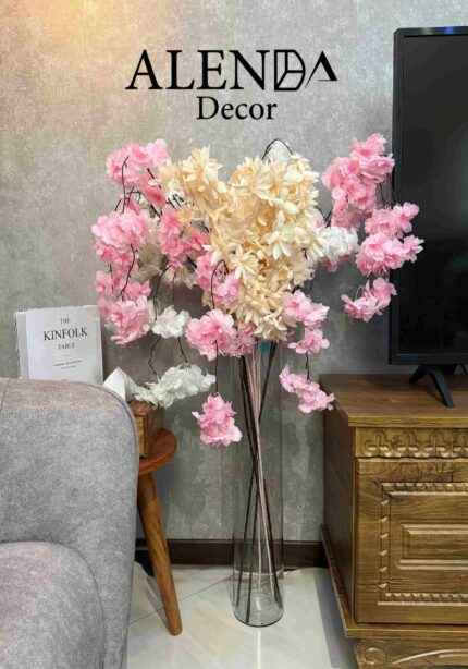 گلدان استوانه شیشه ای بلند