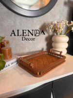 سینی چوبی دسته فلزی بختی