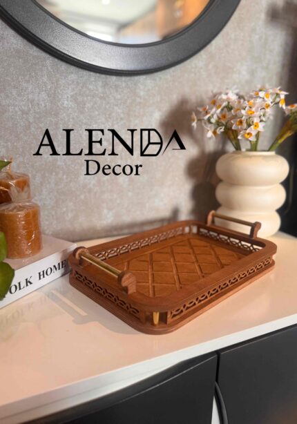 سینی چوبی دسته فلزی بختی