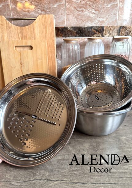 ست سه تیکه آبکش و لگن رنده دار