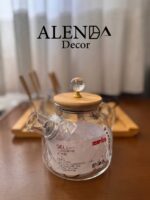 قوری پیرکس صافی دار درب چوب بامبو - تصویر 2