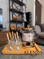 قوری پیرکس صافی دار درب چوب بامبو