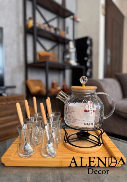 قوری پیرکس صافی دار درب چوب بامبو