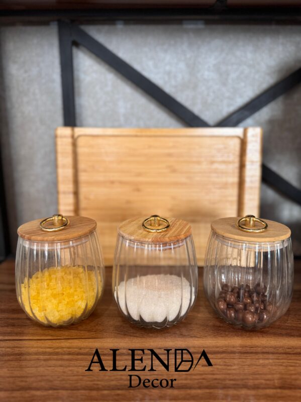 بانکه شیشه ای تپل درب چوبی