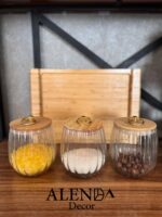 بانکه شیشه ای تپل درب چوبی