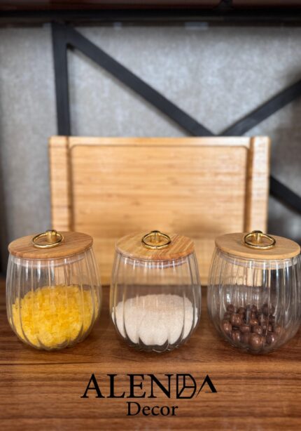 بانکه شیشه ای تپل درب چوبی