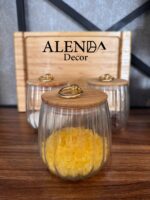 بانکه شیشه ای تپل درب چوبی - Image 5