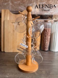استند آویز لیوان چوبی