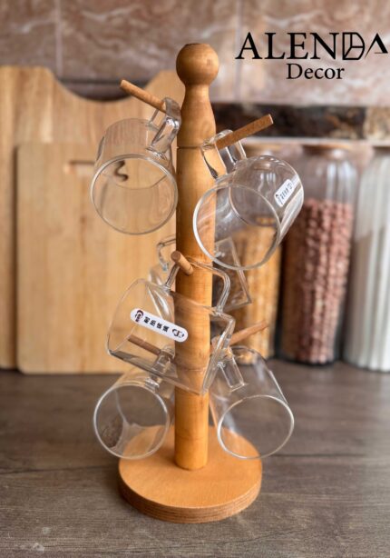 استند آویز لیوان چوبی