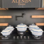 سرویس قابلمه 5 پارچه لعابی آبی