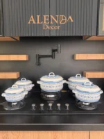 سرویس قابلمه 5 پارچه لعابی آبی