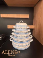 سرویس قابلمه 5 پارچه لعابی آبی - Image 2