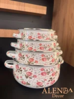 سرویس قابلمه لعابی گلدار صورتی - تصویر 3