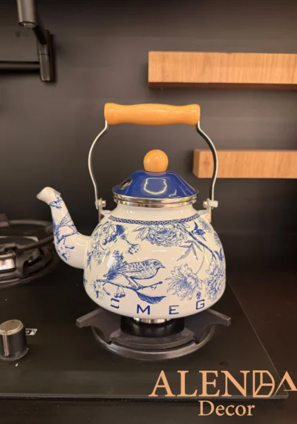 کتری لعابی آبی بزرگ مدل اسمگ