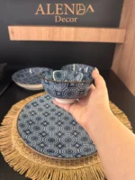 بشقاب و پیاله مراکشی آبی - تصویر 3