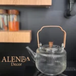 قوری پیرکس وارداتی دسته چوبی