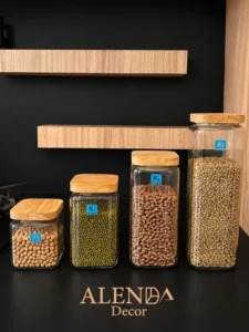 ست بانکه شیشه ای چهار عددی مربع